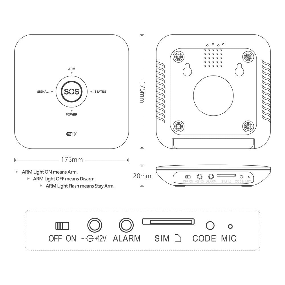 Смарт алармена система No brand PST-10GDT, 5в1, GSM, Wi-Fi, Tuya Smart, Бял - 91013