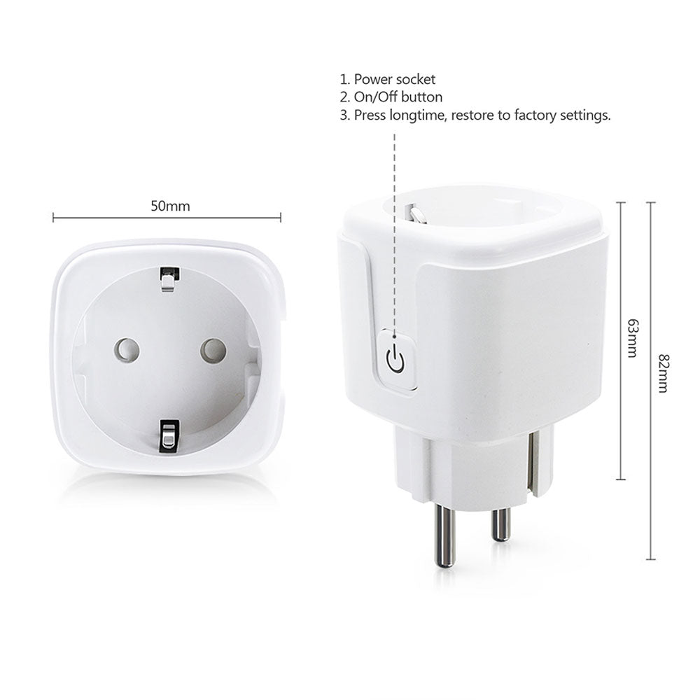 Смарт контакт No brand PST-ZEU-003, Мониторинг, 220V, 16A, Wi-Fi, Tuya Smart, Бял - 91017