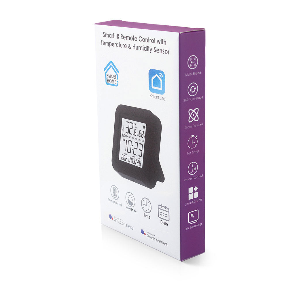 Смарт дистанционно No brand PST-S09, IR, Сензор за температура и влажност, Wi-Fi, Tuya Smart, Черен - 91020