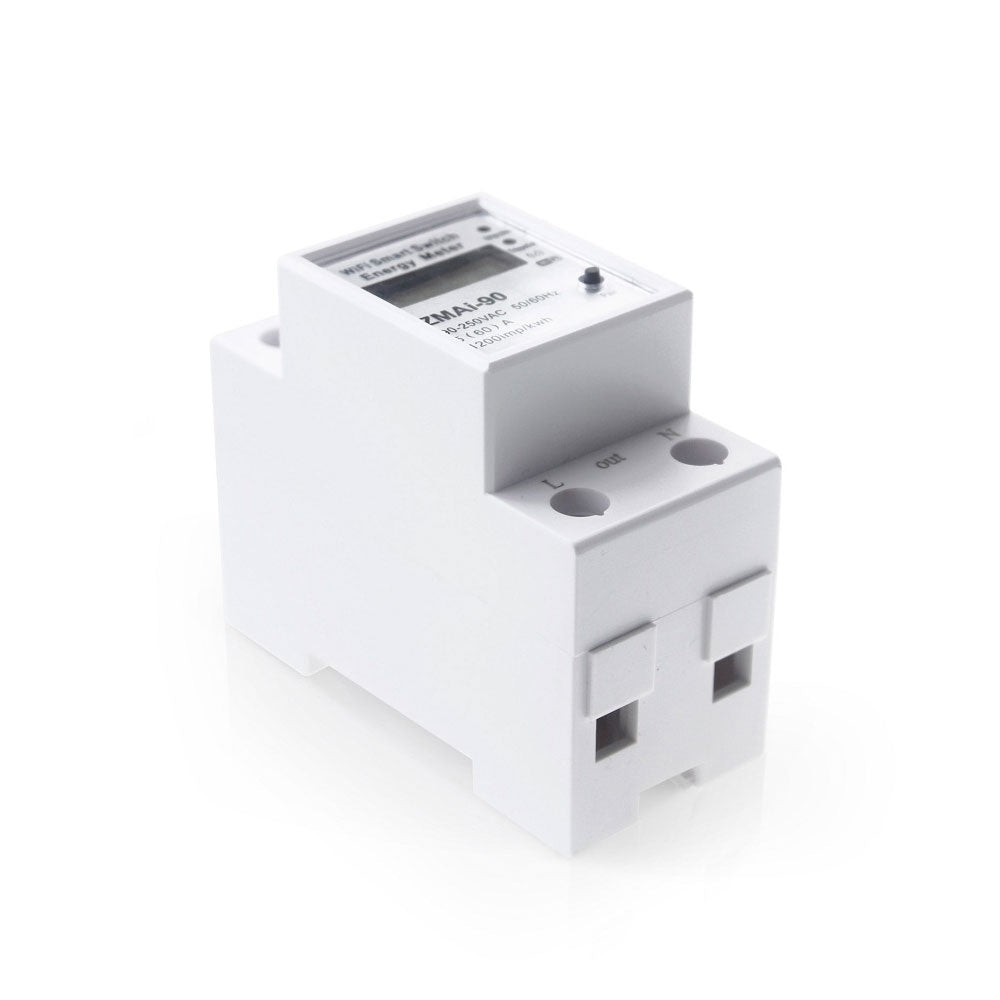 Смарт електромер No brand PST-ZMAi-90, За 35mm DIN, 220V, 60A, Wi-Fi, Tuya Smart, Бял - 91023