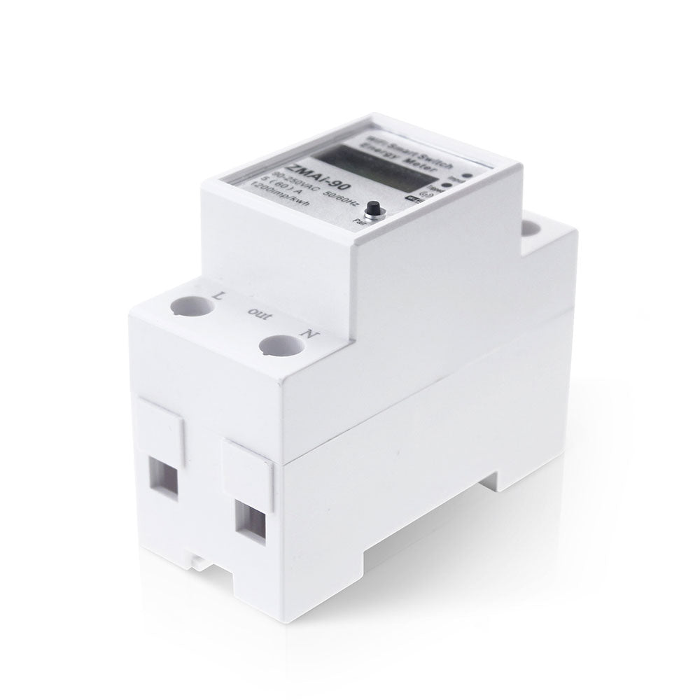 Смарт електромер No brand PST-ZMAi-90, За 35mm DIN, 220V, 60A, Wi-Fi, Tuya Smart, Бял - 91023