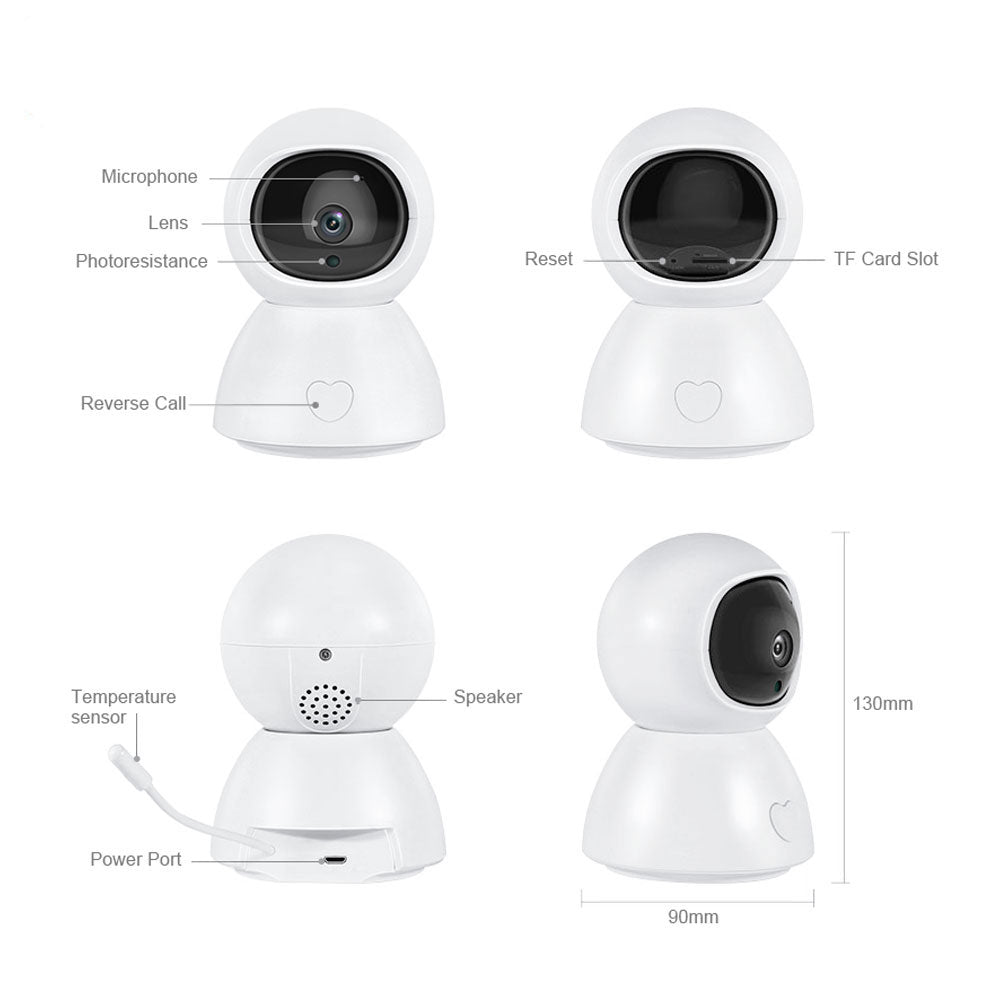 Смарт охранителна камера No brand PST-BM289, Бебефон, 2.0Mp, Вътрешен монтаж, Wi-Fi, Tuya Smart, Бял - 91026