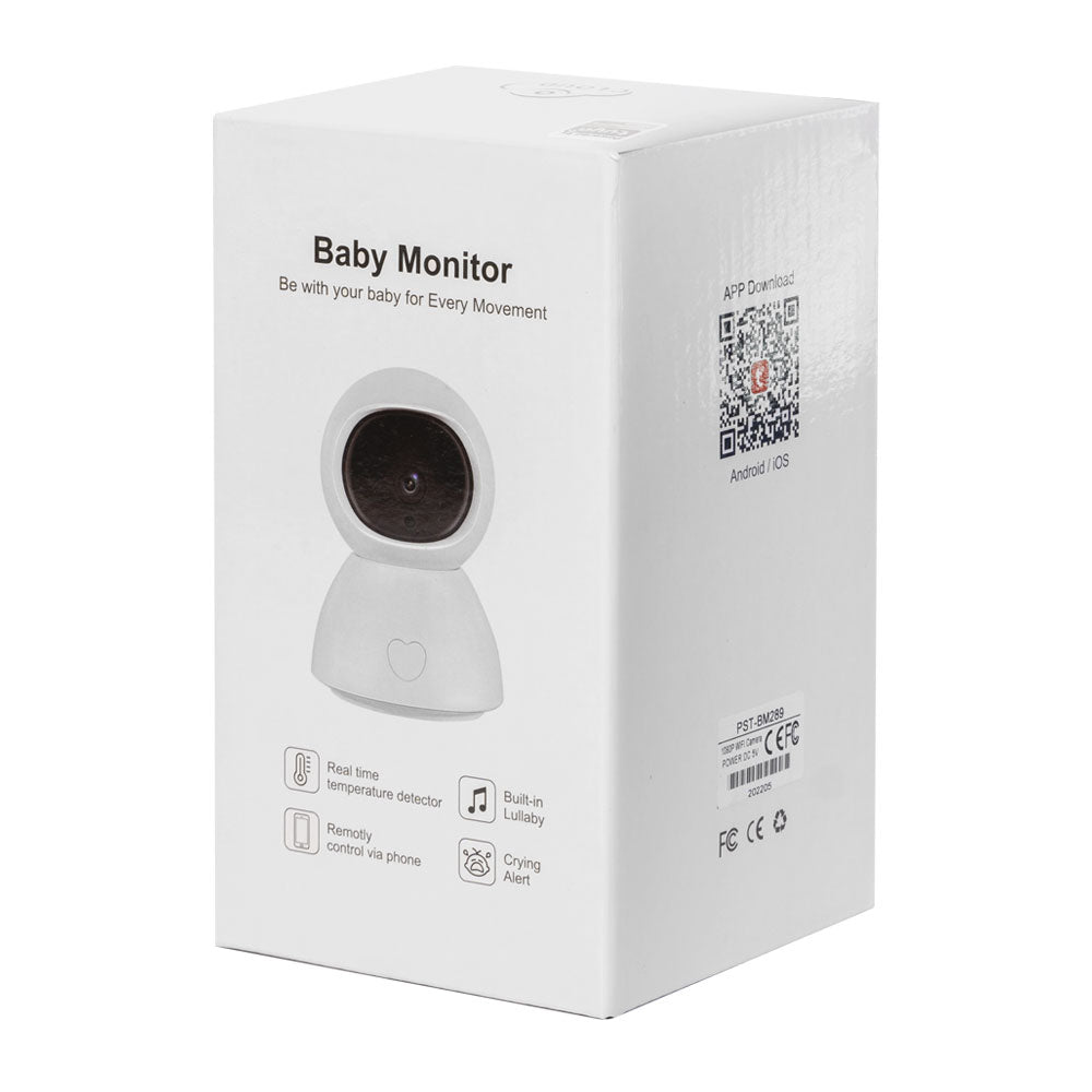 Смарт охранителна камера No brand PST-BM289, Бебефон, 2.0Mp, Вътрешен монтаж, Wi-Fi, Tuya Smart, Бял - 91026