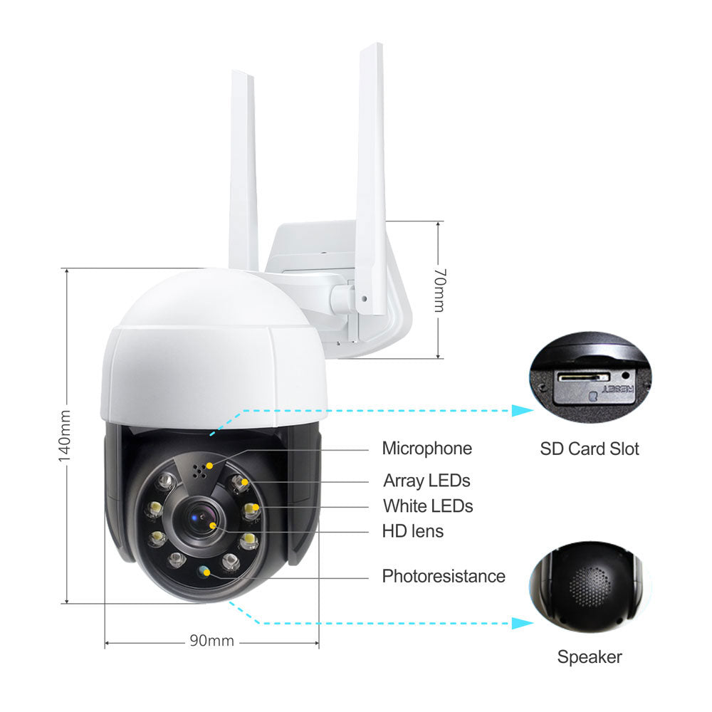 Смарт охранителна камера No brand PST-C18B-5MP, 5.0Mp, PTZ, Външен монтаж, Wi-Fi, Tuya Smart, Бял - 91028