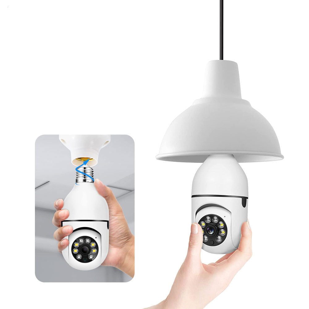 Смарт охранителна камера No brand PST-F1-3MP, 3.0Mp, PTZ, За фасунга E27, Wi-Fi, Tuya Smart, Бял - 91029