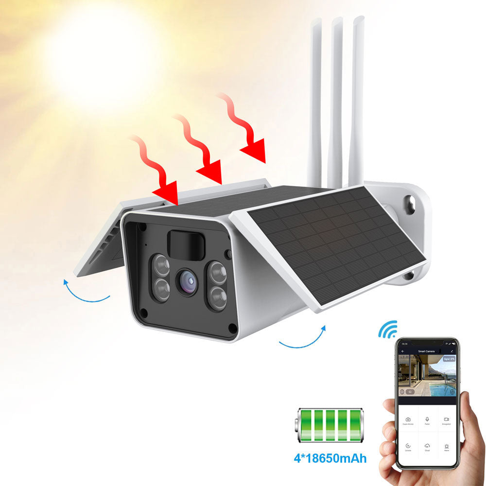Смарт охранителна камера No brand PST-SC216, 2.0Mp, Соларен панел, Външен монтаж, Wi-Fi, Tuya Smart, Бял - 91032