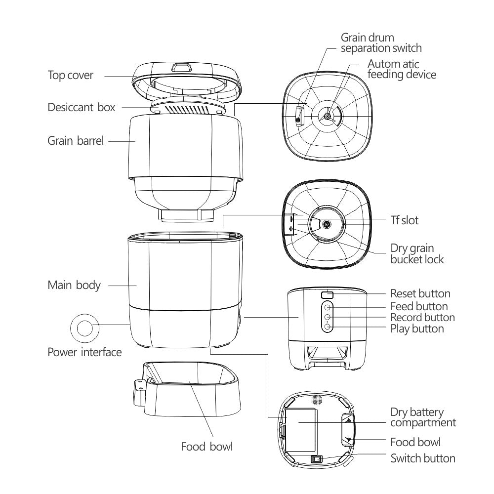 Смарт хранилка No brand PST-FD-BL3, За домашни любимци, Wi-Fi, Tuya Smart, Бял - 91040