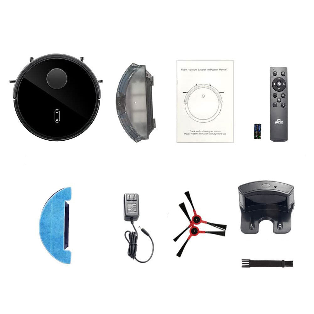 Робот прахосмукачка No brand PST-S6-LWT, Лазер, Wi-Fi, Tuya Smart, Черен - 91044