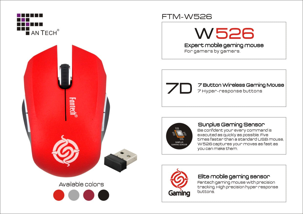 Мишка Wireless FanTech W526, Различни цветове - 923