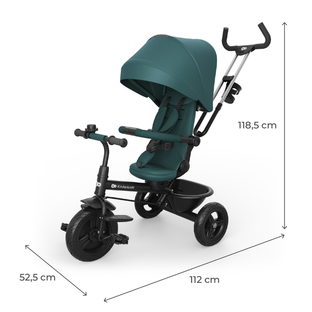KinderKraft ASTON 2 PLUS триколка ЗЕЛЕНА - снимка 3