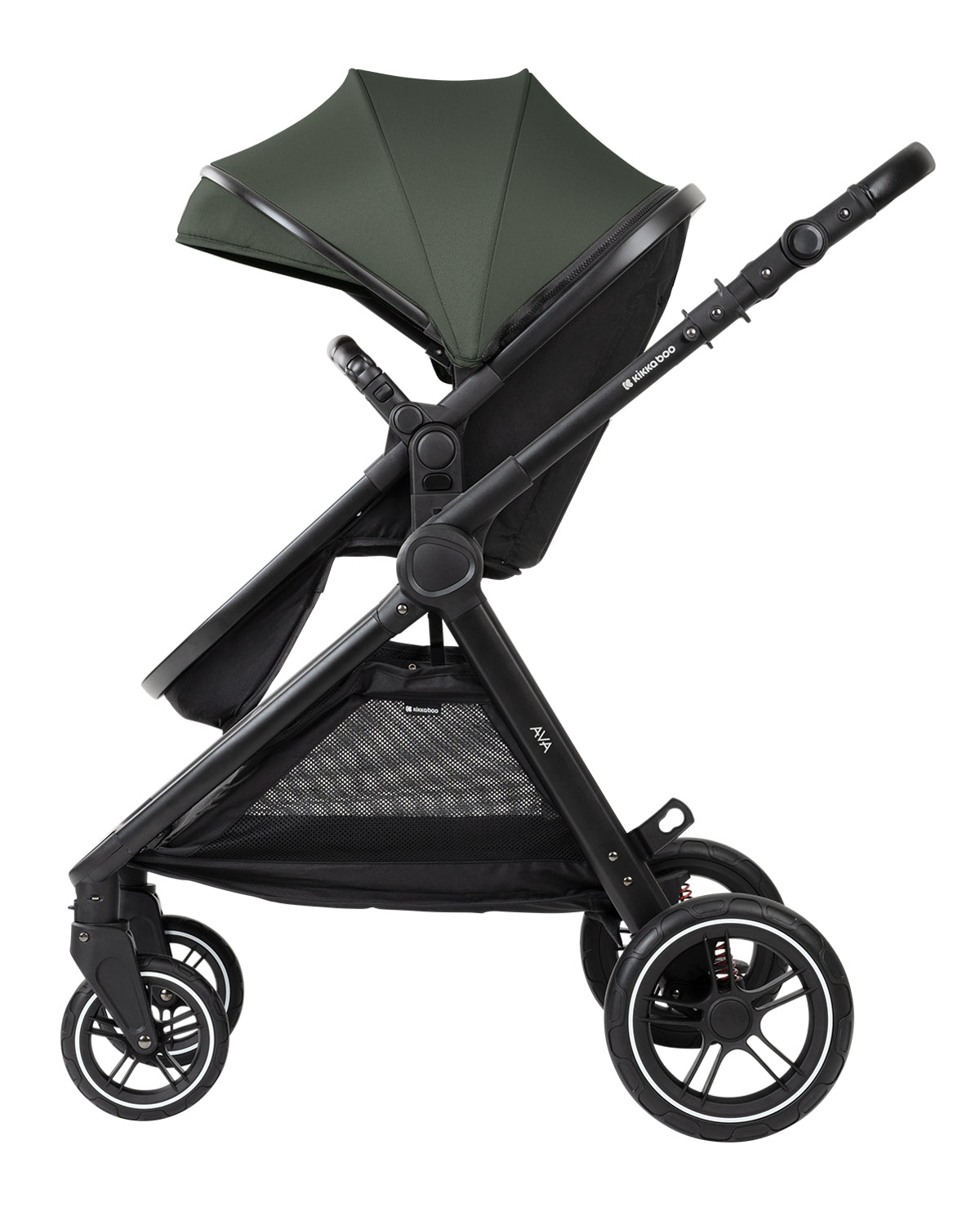 Комбинирана количка 3в1 с кош за новородено Ava Army Green - снимка 7