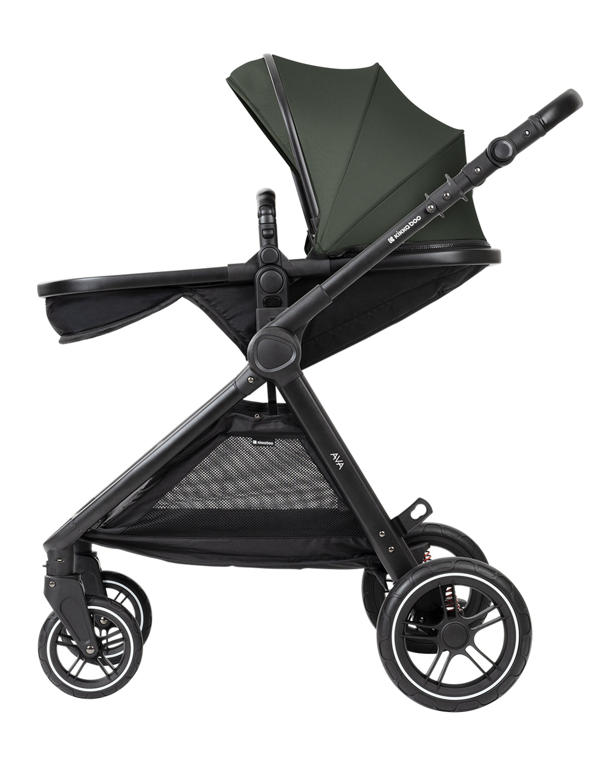 Комбинирана количка 3в1 с кош за новородено Ava Army Green - снимка 9