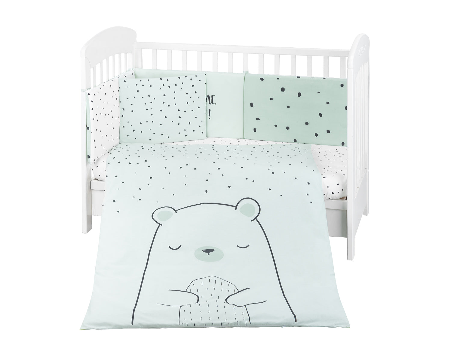 Бебешки спален комплект 6 части 70/140 Bear with me Mint | Kikkaboo