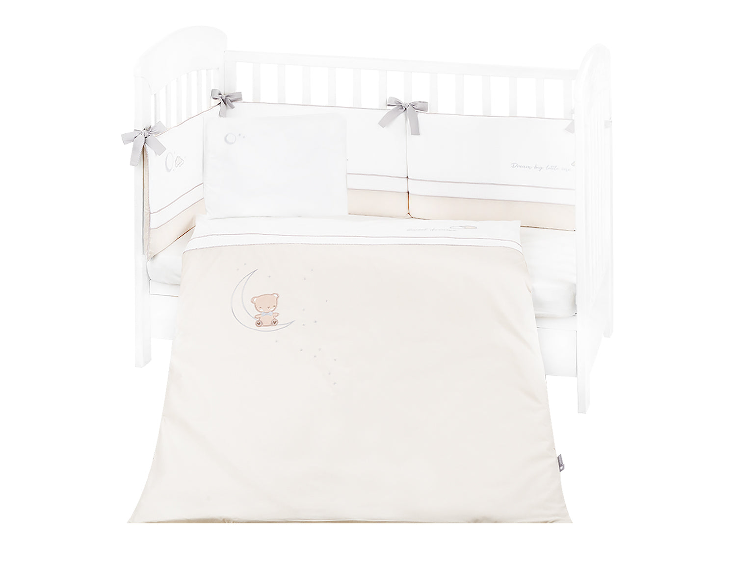 Бебешки спален комплект с бродерия 6 части 70/140 Dream Big Beige | Kikkaboo
