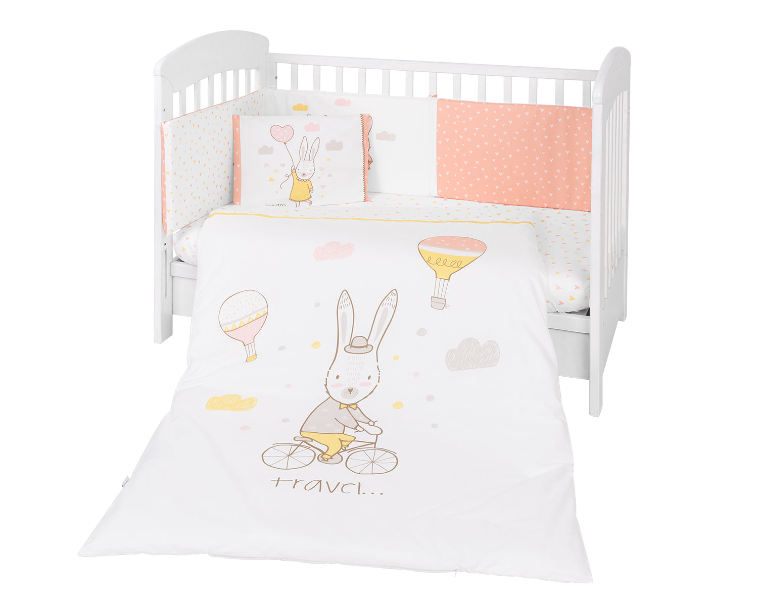 Бебешки спален комплект 6 части 70/140 Rabbits in Love | Kikkaboo