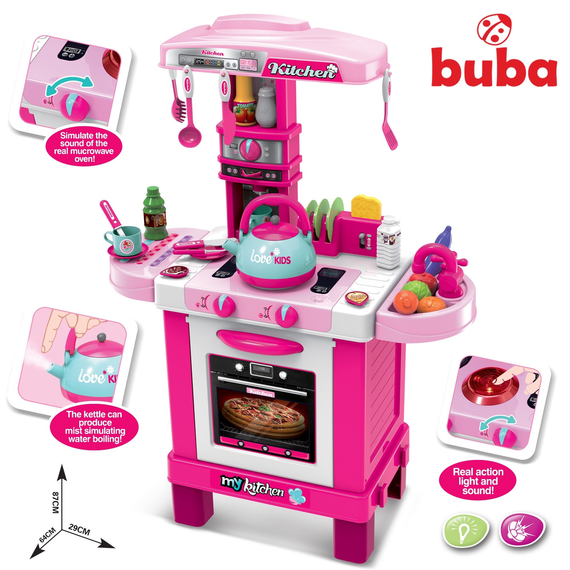 Детска индукционна кухня с чайник Buba 008-939, Розова - снимка 2