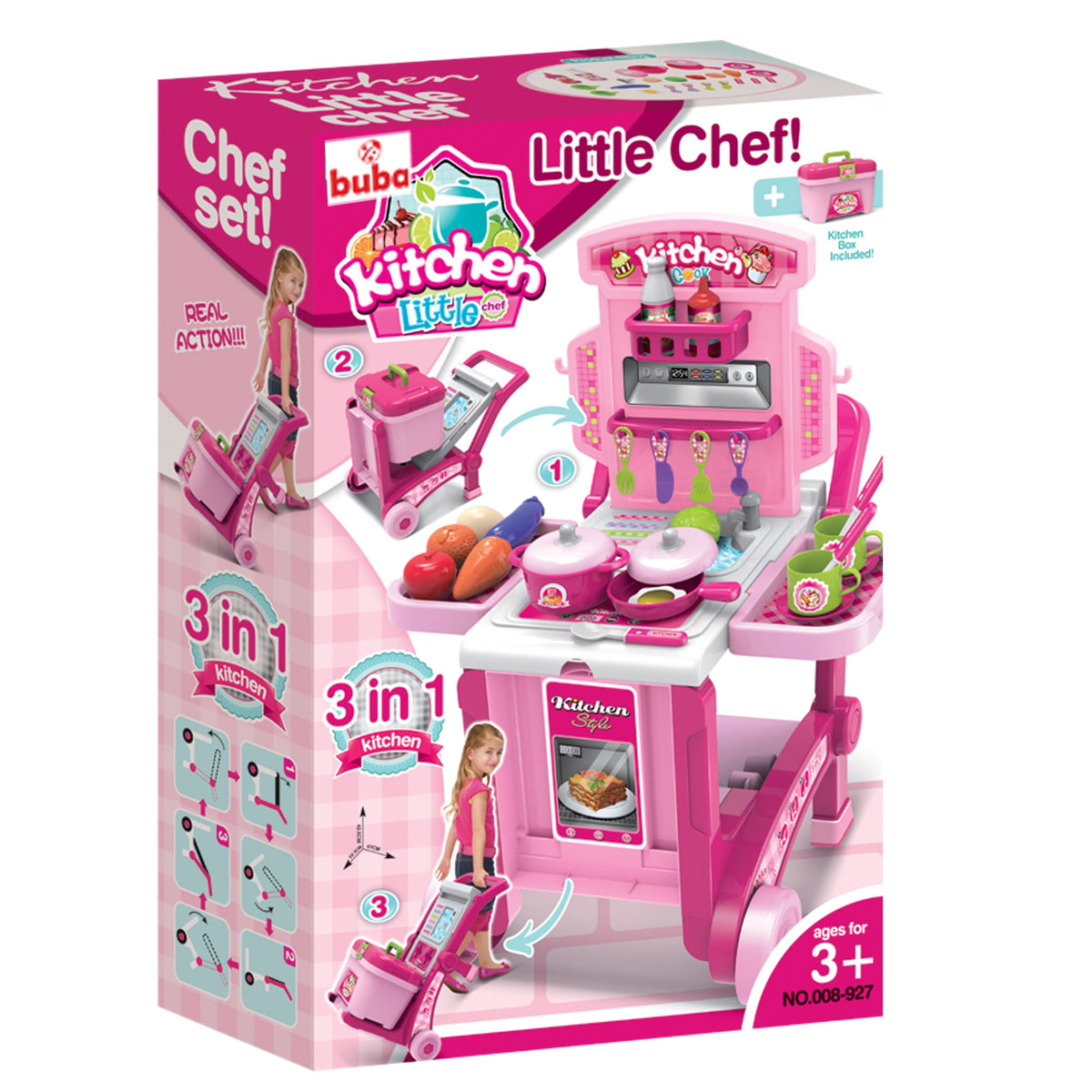 Детска кухня Buba Kitchen little Chef 008-927, Розова - снимка 3