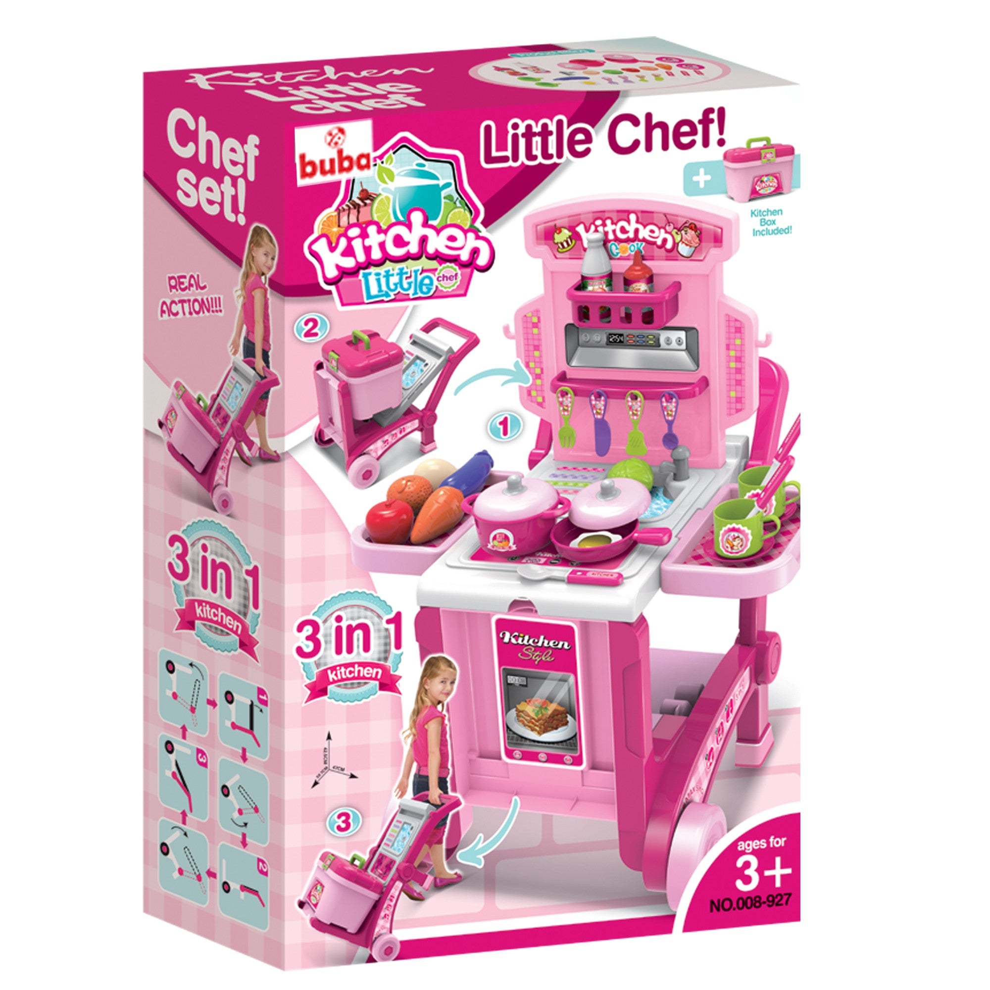 Детска кухня Buba Kitchen little Chef 008-927, Розова - снимка 3