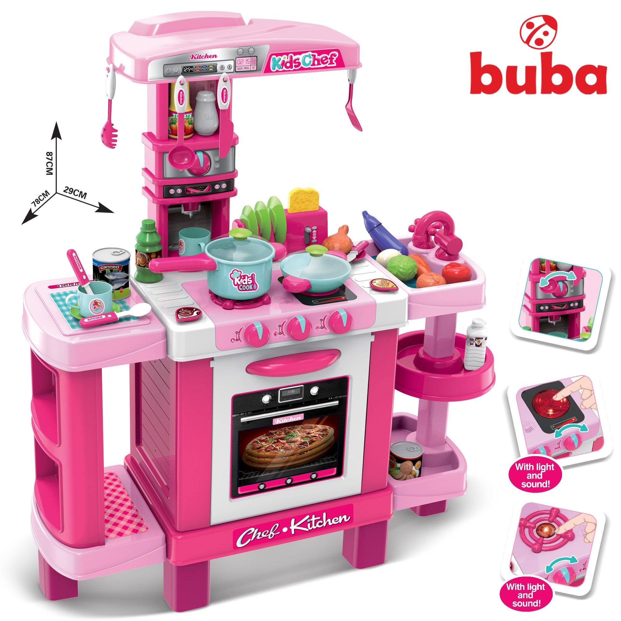 Детска кухня с реакция при докосване Buba 008-938, Розова - снимка 3