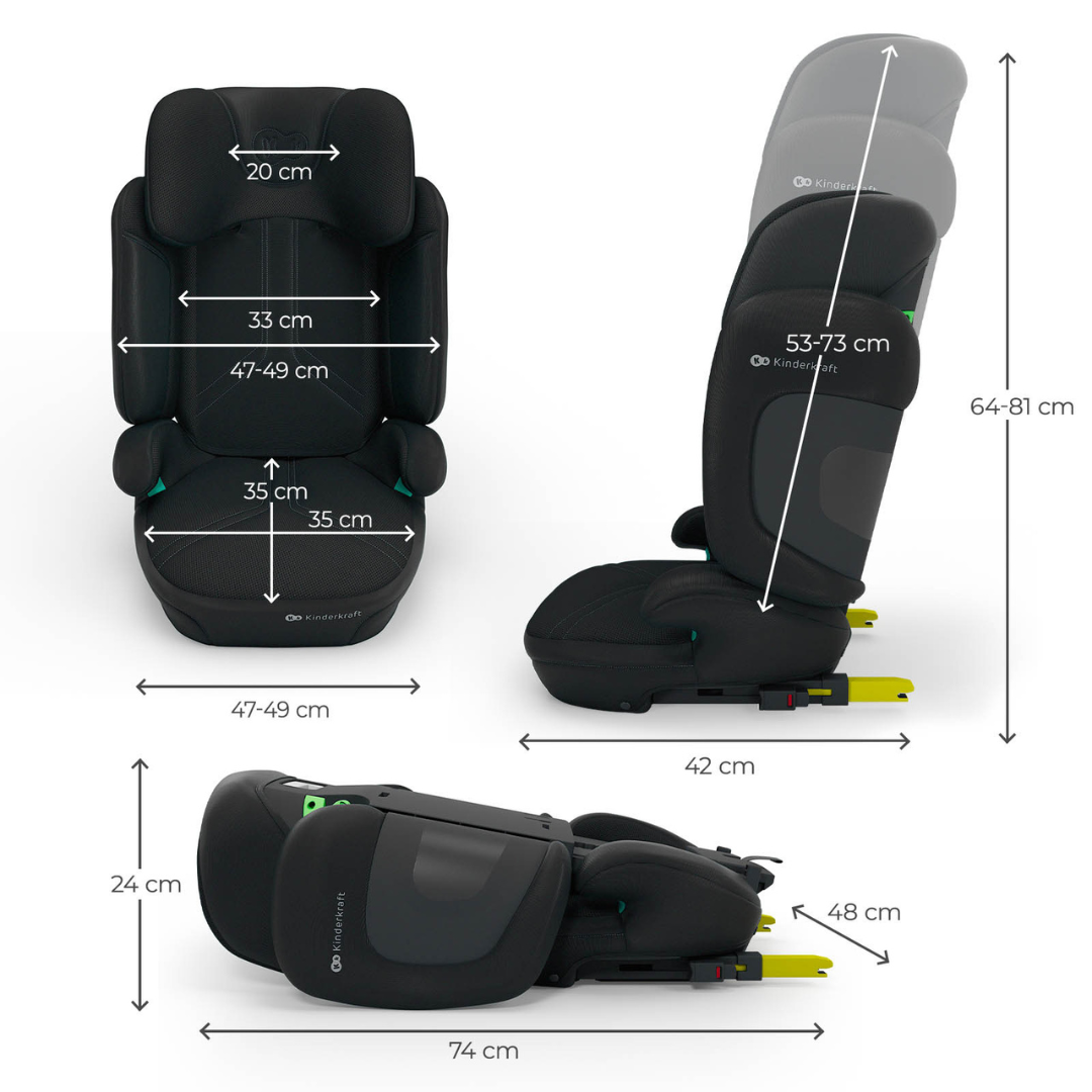 Kinderkraft XPAND 2 PRO столче за кола 100-150 cm GRAPHITE BLACK - снимка 7