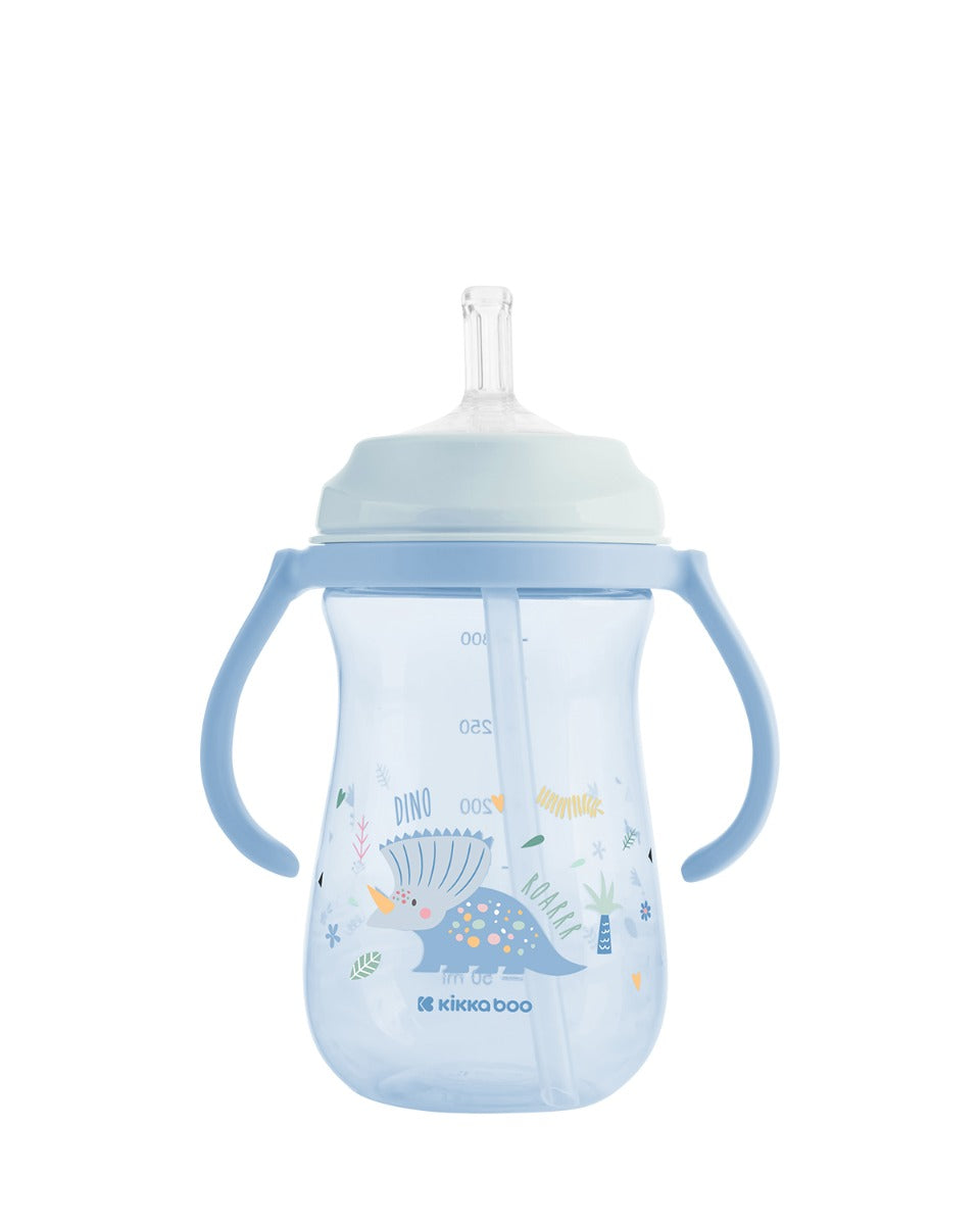 Чаша със силиконовa сламка 300мл Dino World Blue - снимка 2