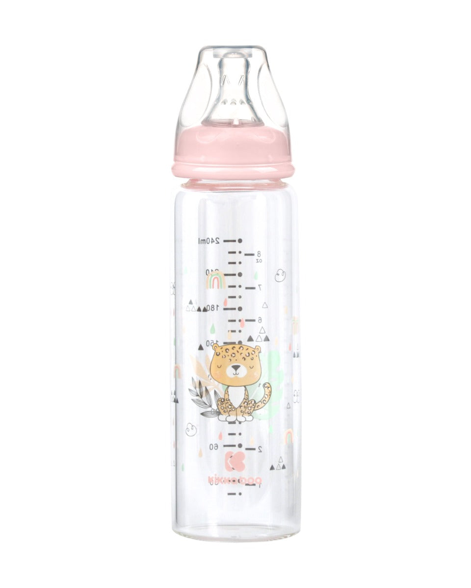 Шише стъклено 240мл Savanna Pink | Kikkaboo