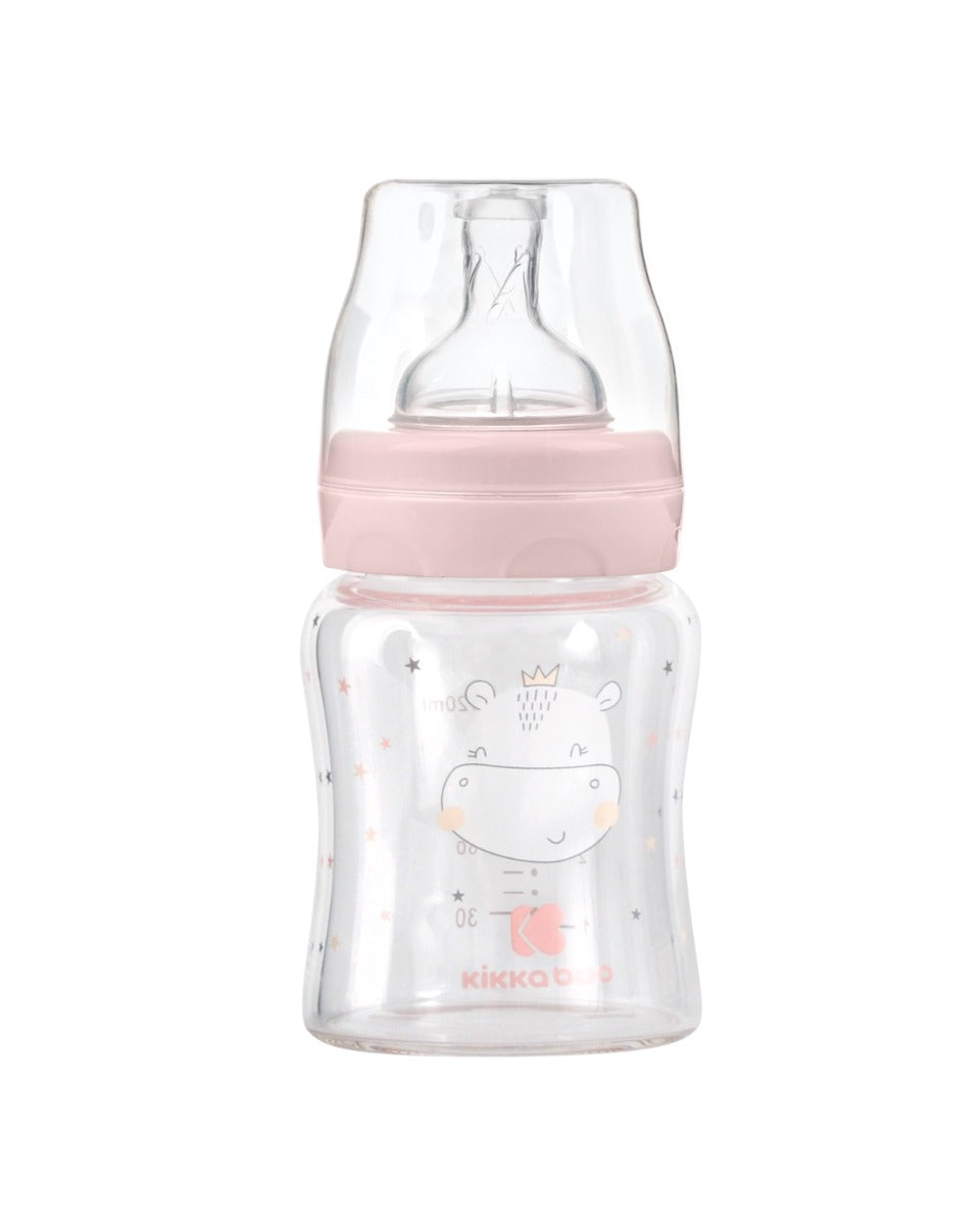 Шише стъклено 120мл Hippo Dreams Pink | Kikkaboo