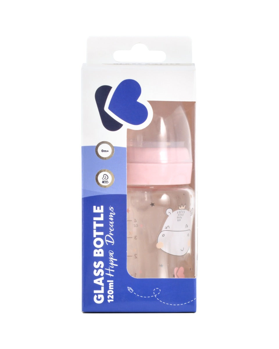 Шише стъклено 120мл Hippo Dreams Pink - снимка 3