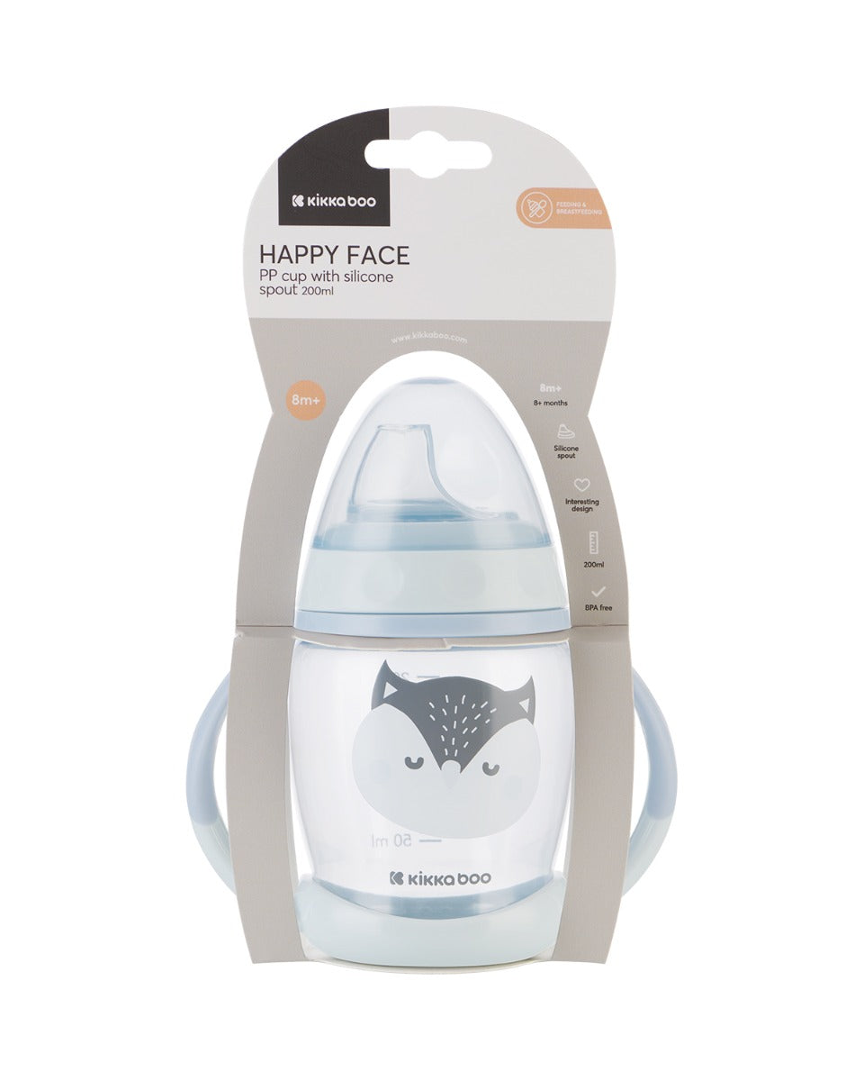 Чаша със силиконов накрайник 200мл Happy face Blue - снимка 3