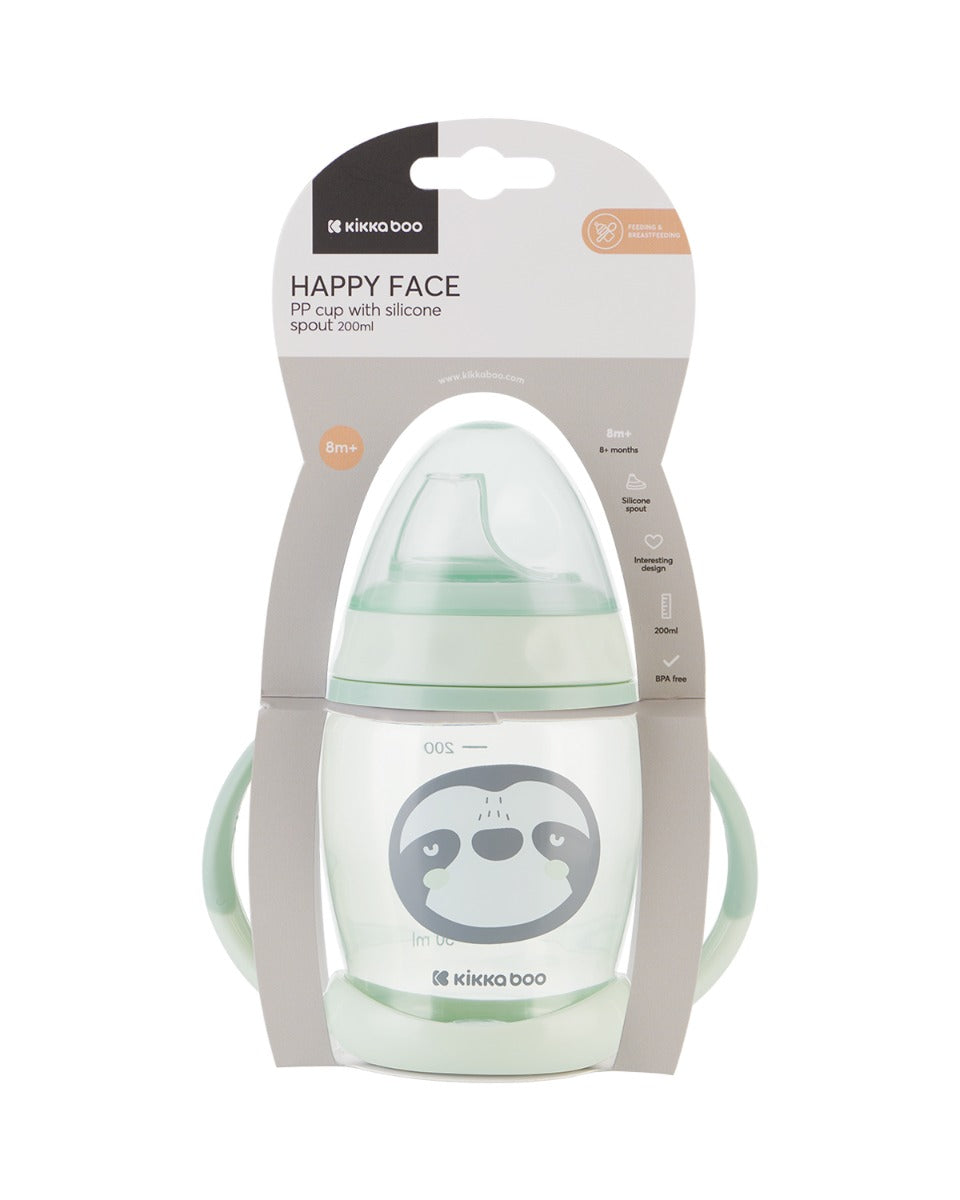 Чаша със силиконов накрайник 200мл Happy face Mint - снимка 3