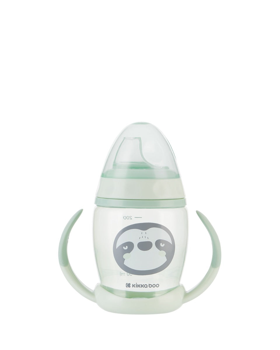 Чаша със силиконов накрайник 200мл Happy face Mint | Kikkaboo