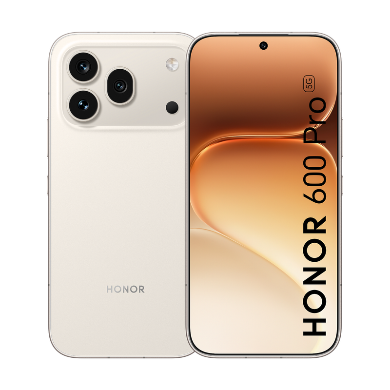 HONOR 600 Pro 5G 12GB 512GB Golden White – отпред и отзад