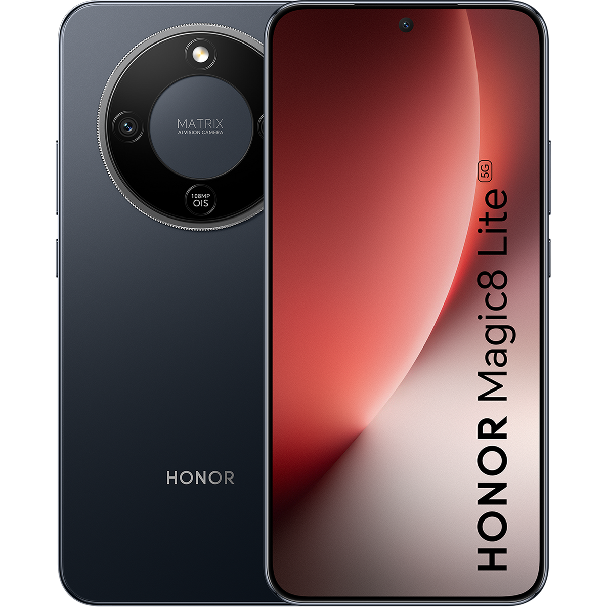 HONOR Magic8 Lite 5G 8GB 256GB Midnight Black – отпред и отзад