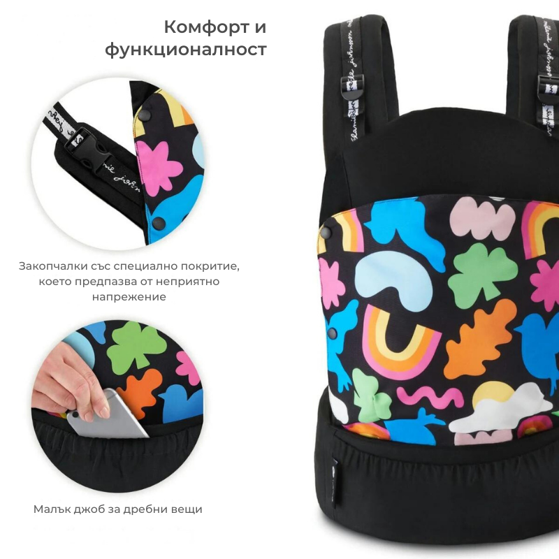 Kinderkraft HUGGY ергономична раница HAPPY SHAPES - снимка 6