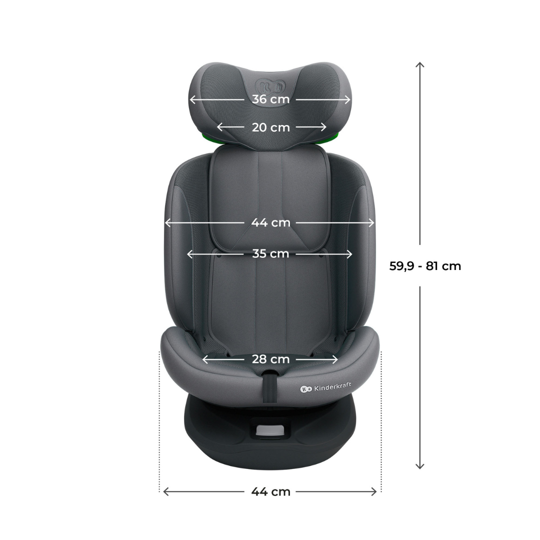 Kinderkraft I-Grow 2 PLUS столче за кола 40-150 cm GREY - снимка 4