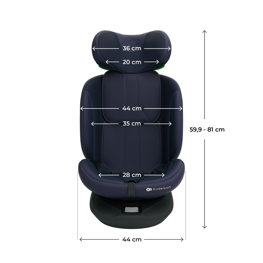 Kinderkraft I-Grow 2 PLUS столче за кола 40-150 cm NAVY - снимка 6
