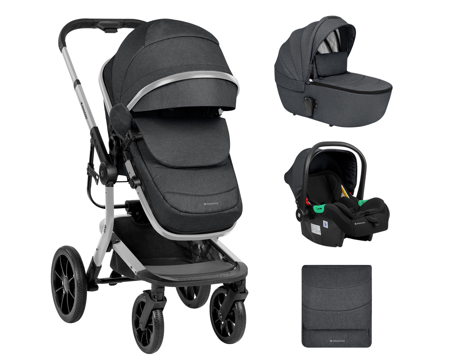 Комбинирана количка 3в1 с твърд кош Irene Dark Grey 2024 | Kikkaboo
