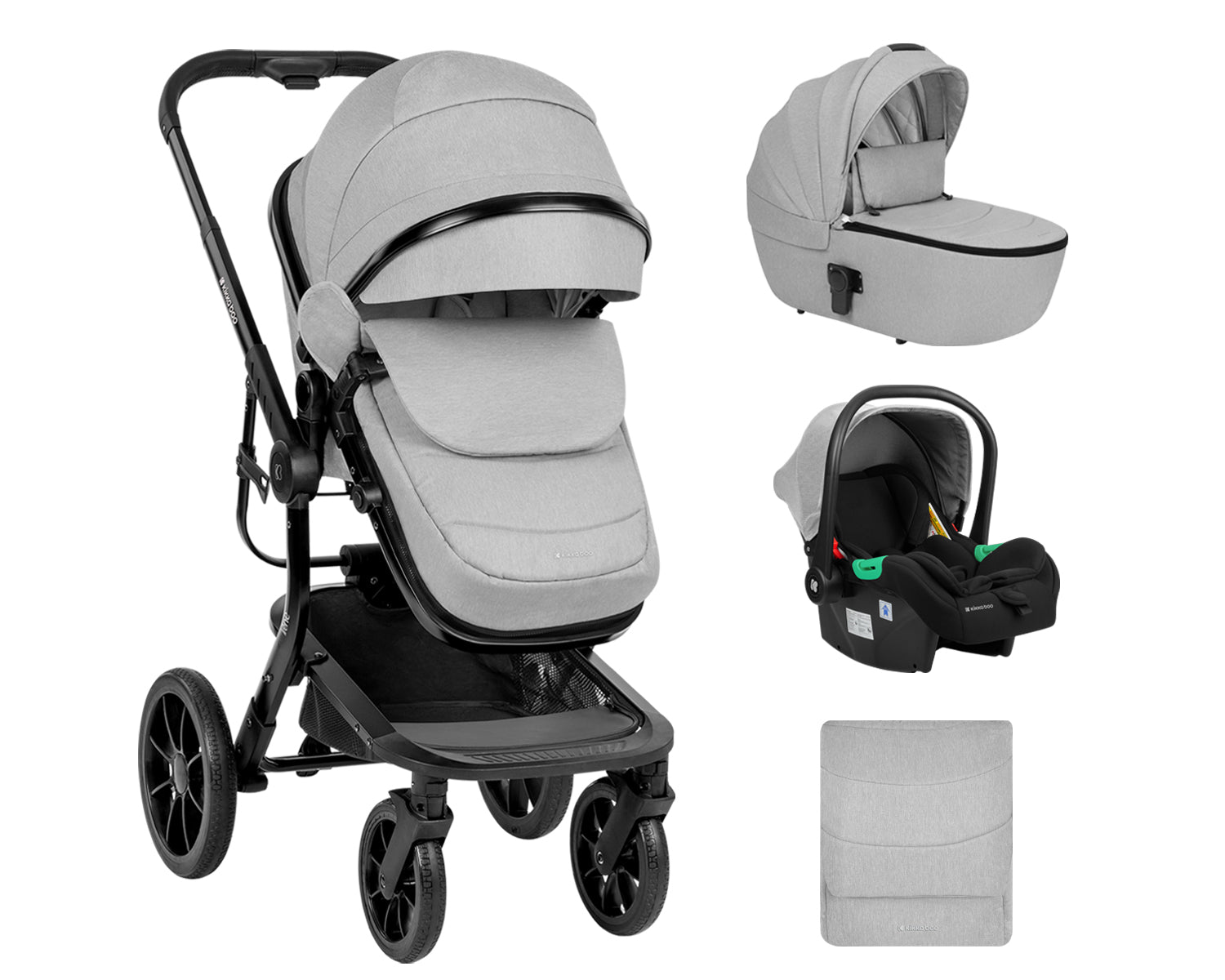 Комбинирана количка 3в1 с твърд кош Irene Light Grey 2024 | Kikkaboo