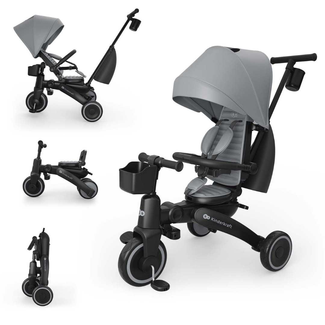 KinderKraft JAZZ 3 сгъваема триколка СИВА