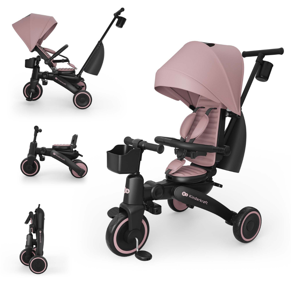 KinderKraft JAZZ 3 сгъваема триколка РОЗОВА