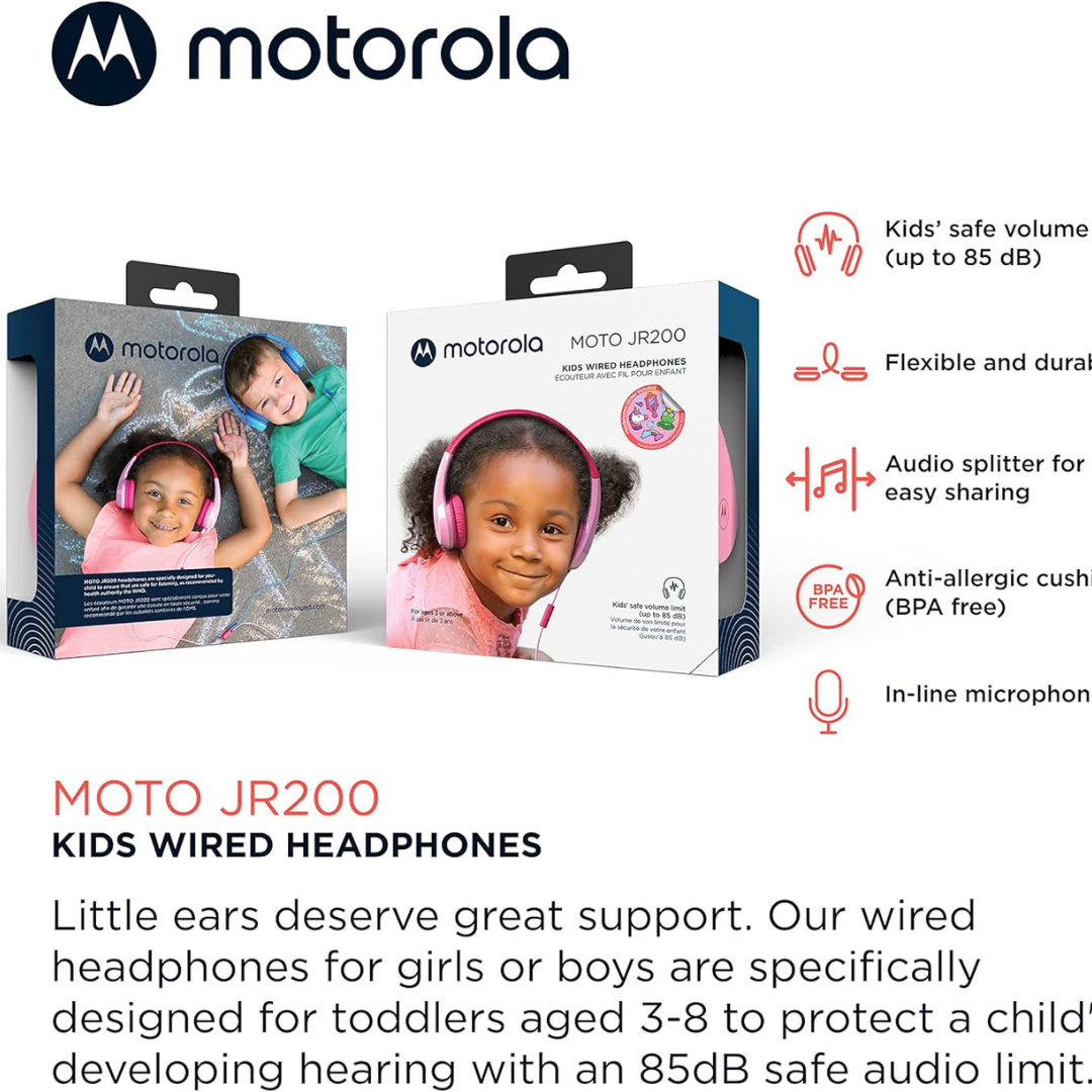 Motorola детски слушалки с кабел MOTO JR200 PINK - снимка 2