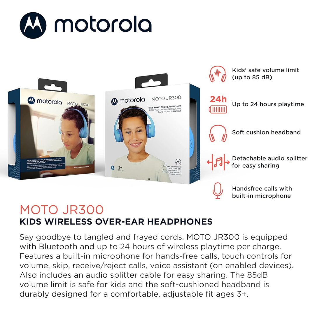 Motorola безжични детски слушалки MOTO JR300 BLUE - снимка 7