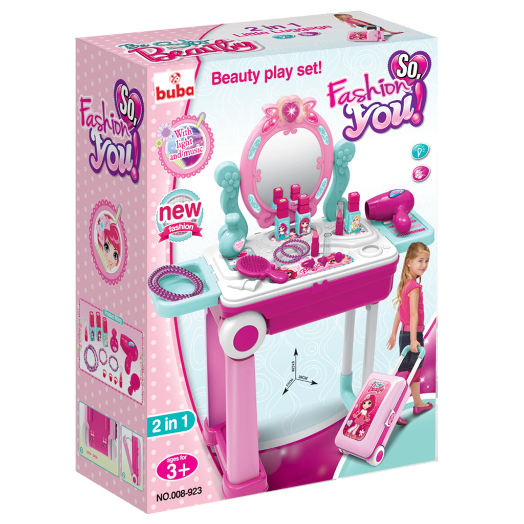 Комплект за игра тоалетка Buba 008-923A, Куфар, Розова - снимка 2