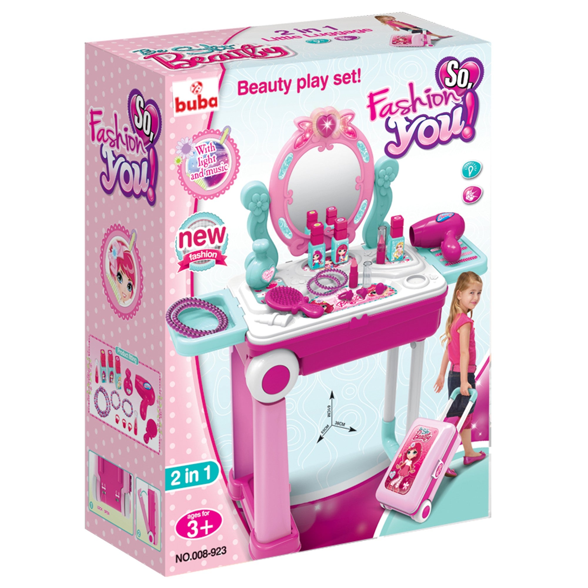 Комплект за игра тоалетка Buba 008-923A, Куфар, Розова - снимка 2