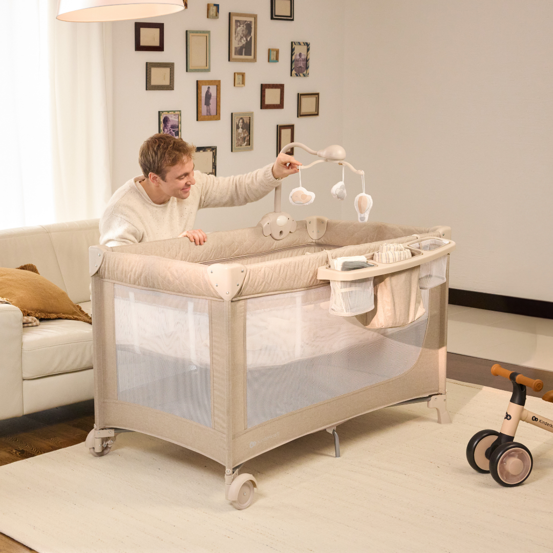 Kinderkraft LEODY UP сгъваема бебешка кошара с аксесоари BEIGE - снимка 8