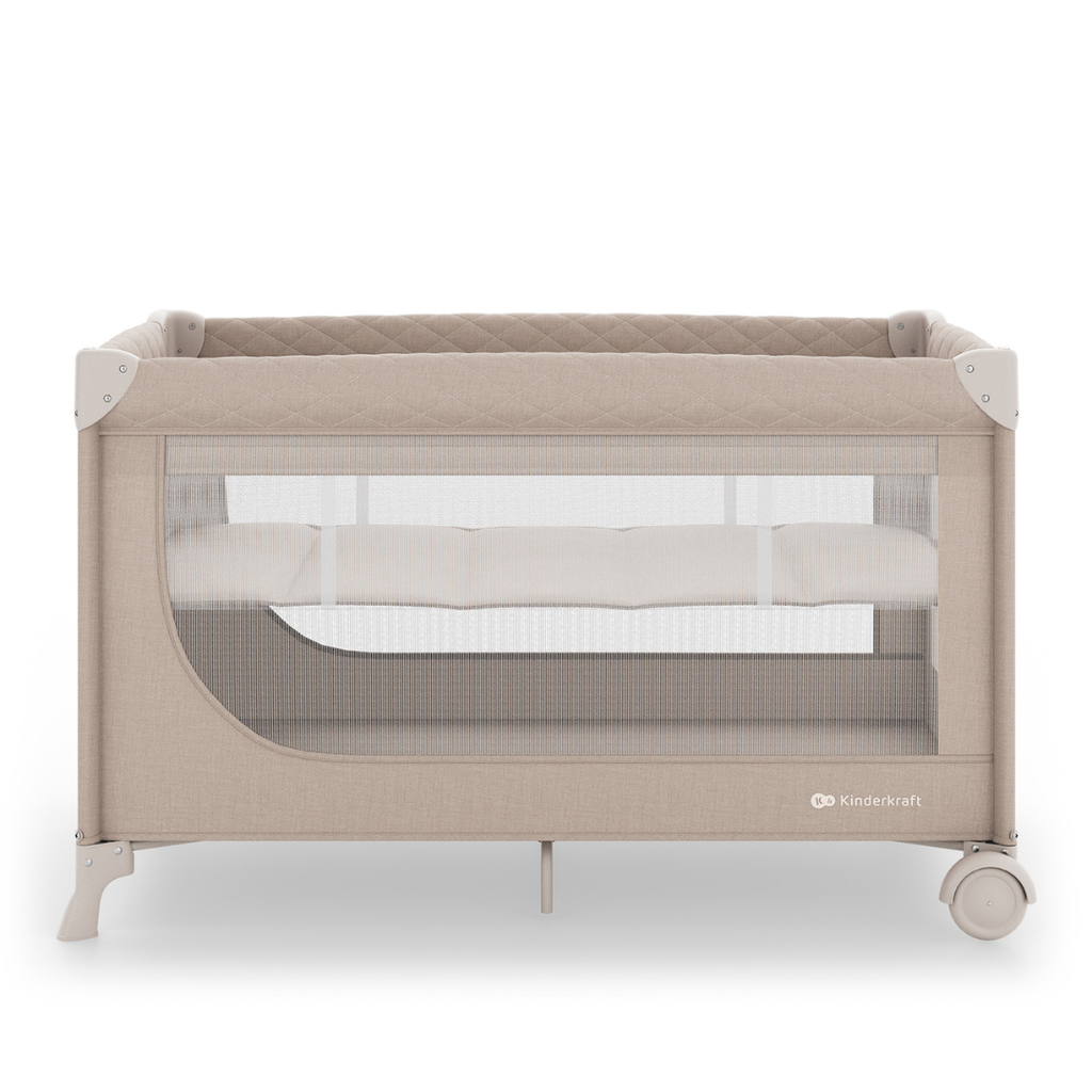 Kinderkraft LEODY UP сгъваема бебешка кошара BEIGE - снимка 3