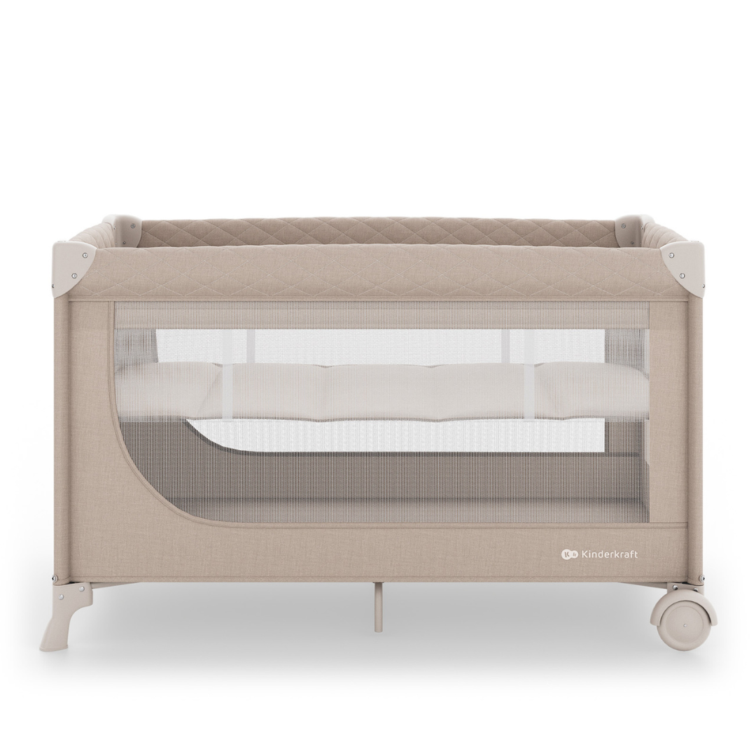 Kinderkraft LEODY UP сгъваема бебешка кошара BEIGE - снимка 3