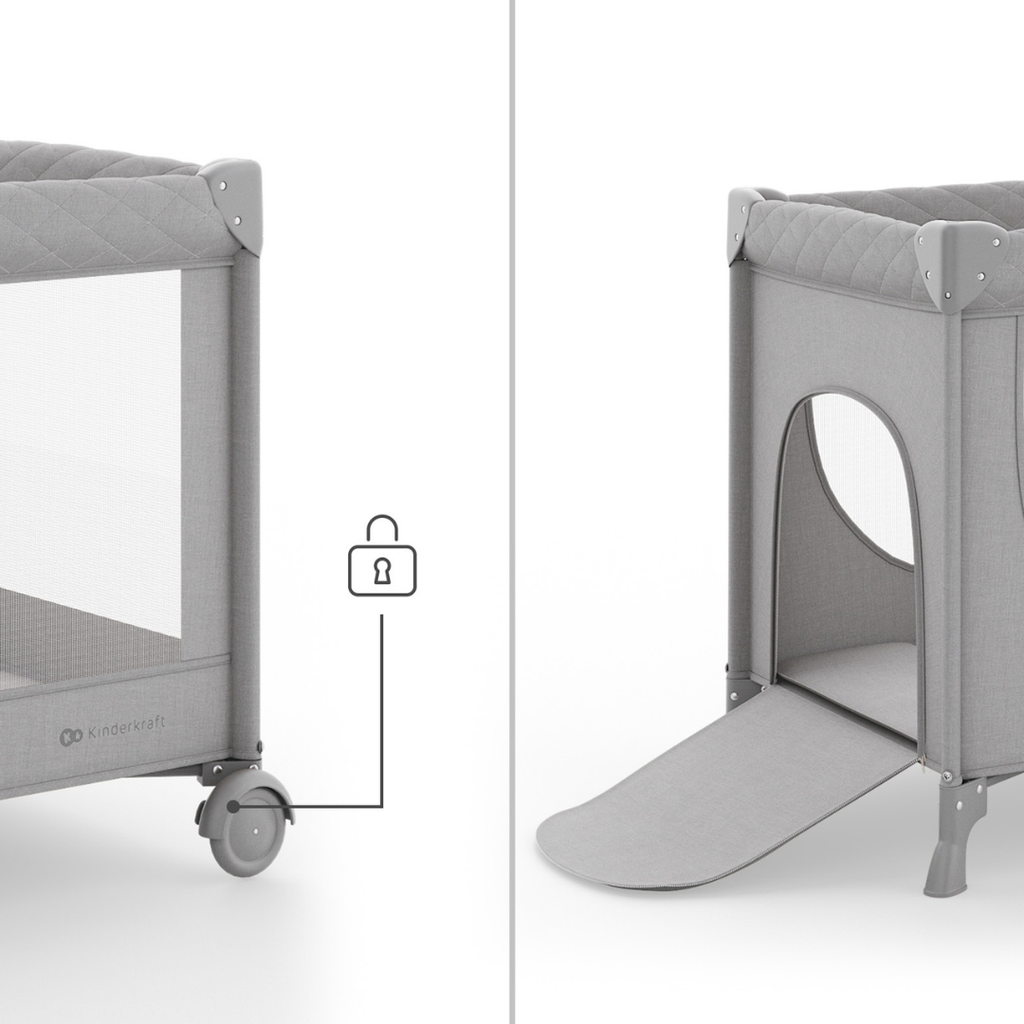 Kinderkraft LEODY UP сгъваема бебешка кошара GREY - снимка 6