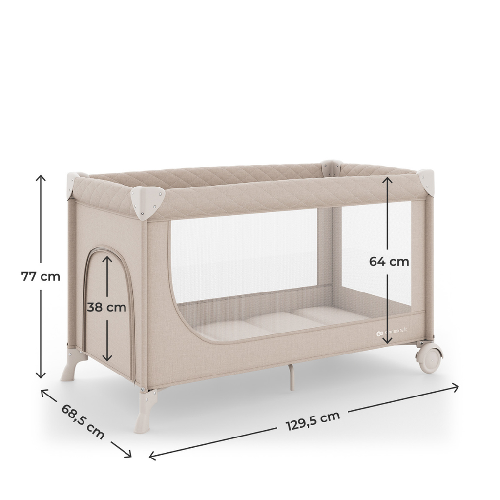 Kinderkraft LEODY UP сгъваема бебешка кошара BEIGE - снимка 10