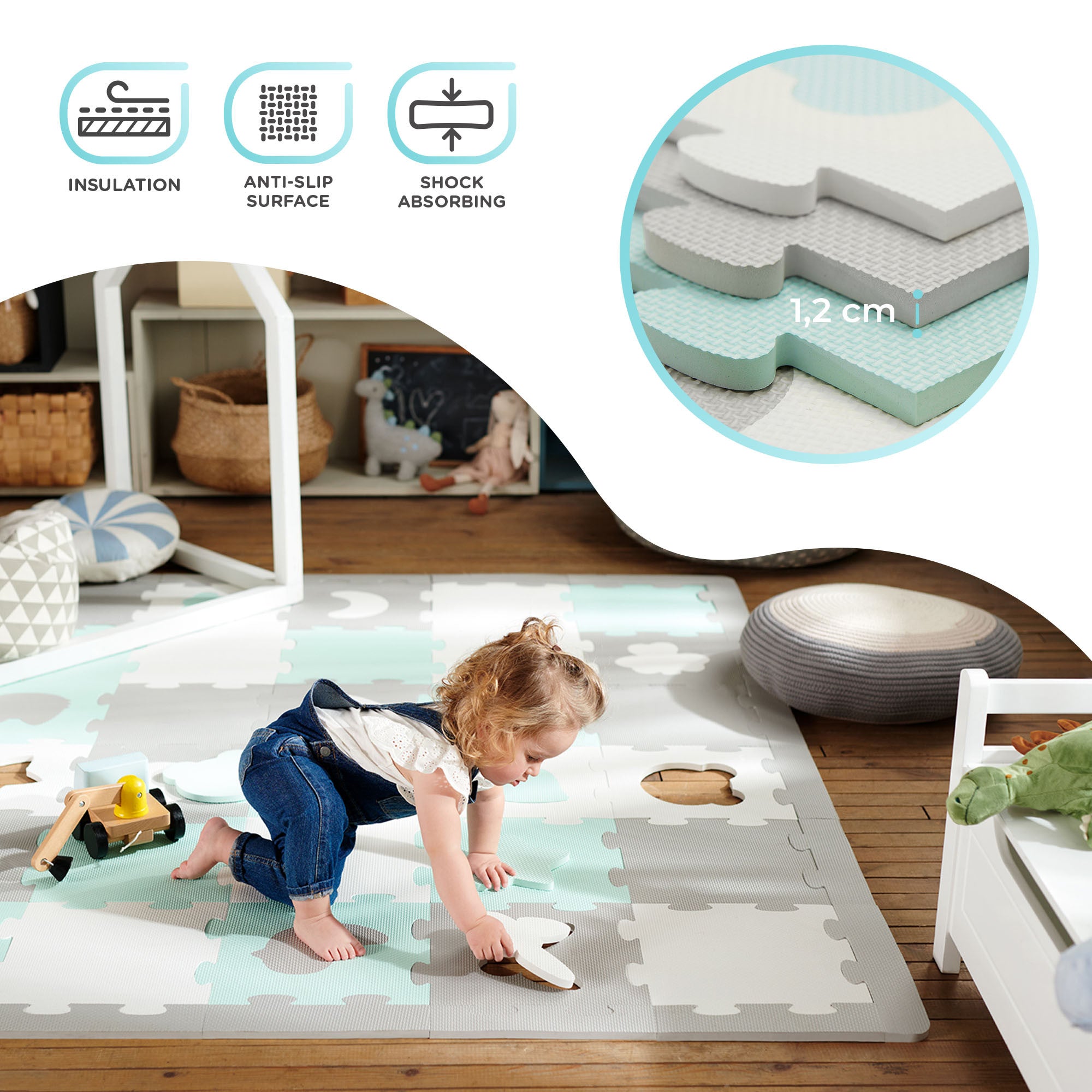 KinderKraft LUNO SHAPES мек пъзел мента KPLUSHMIN - снимка 7